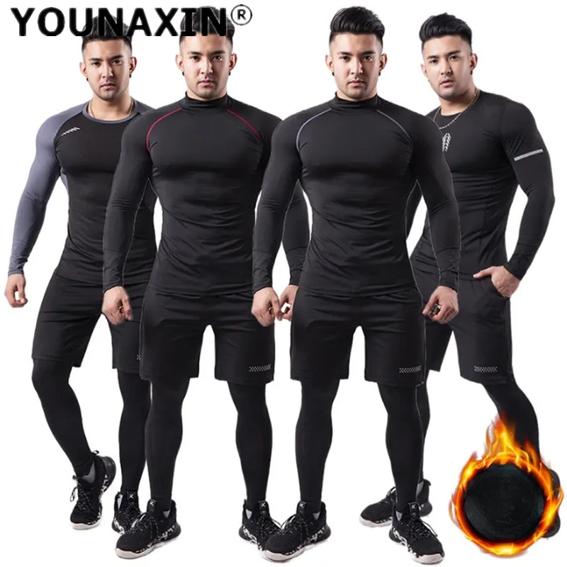 T Shirt Tight Fit - Мужской плюшевый теплый спортивный костюм из